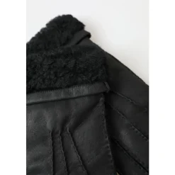 Elegante Zwarte Leren Winterhandschoenen
