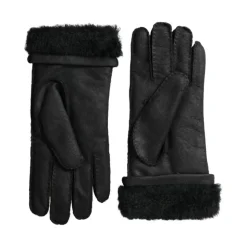 Elegante Zwarte Leren Winterhandschoenen