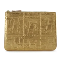 Embossed Leather Gold Pochette Wallet
