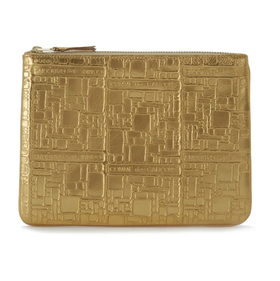 Embossed Leather Gold Pochette Wallet