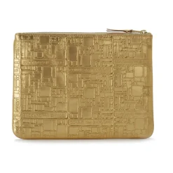 Embossed Leather Gold Pochette Wallet
