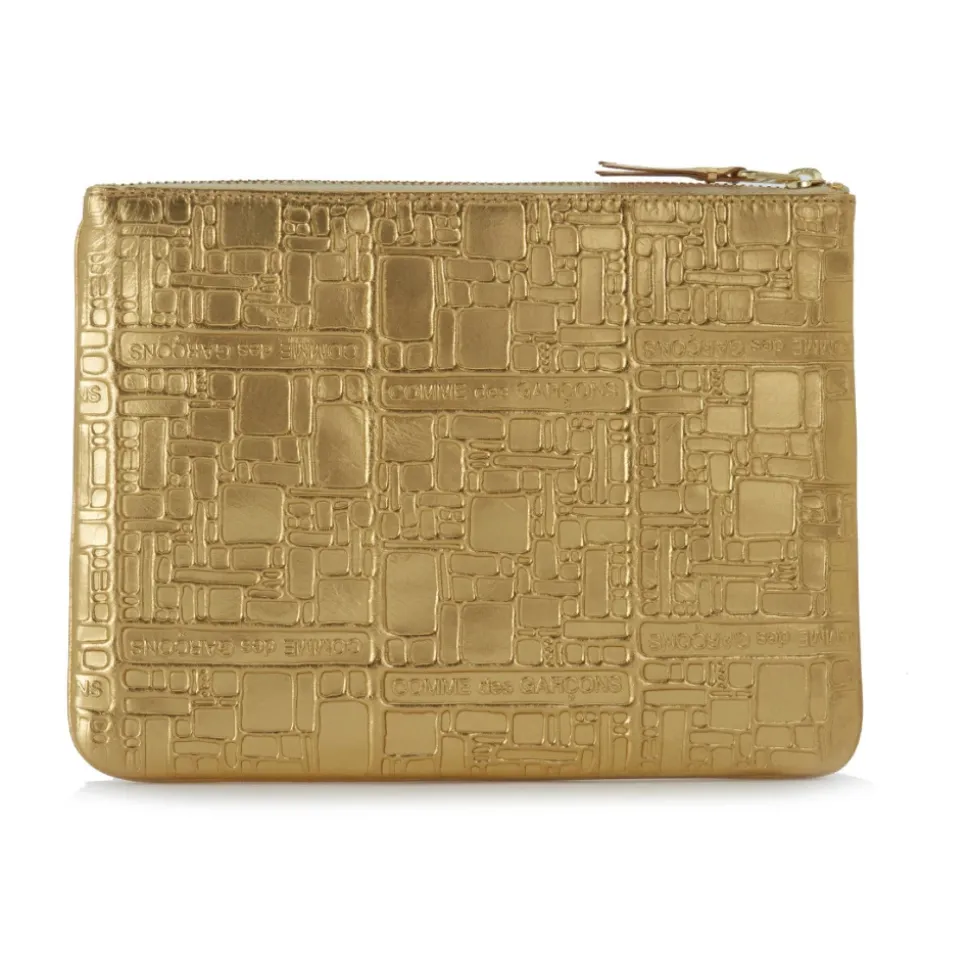Embossed Leather Gold Pochette Wallet