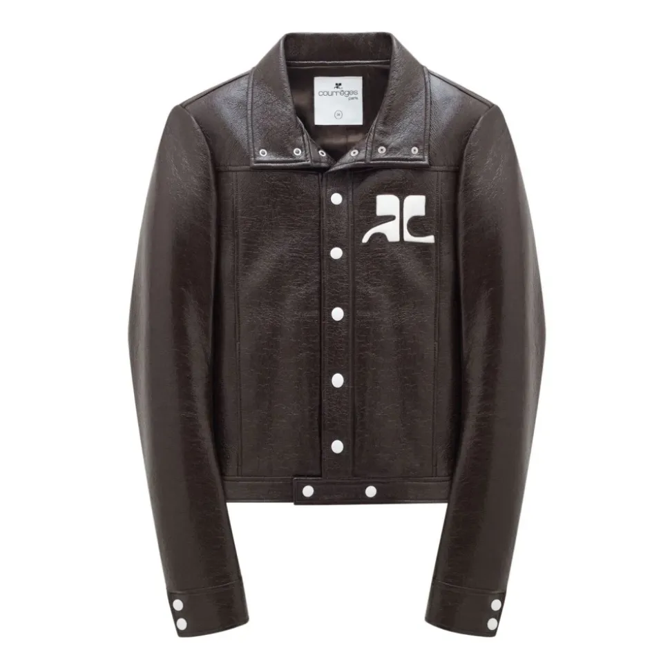 Faux-Leather Logo Patch Jacket