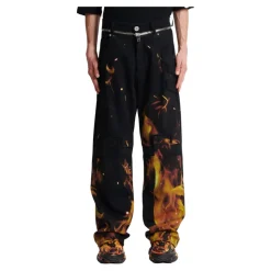 Fire Print Jeans met Inserts