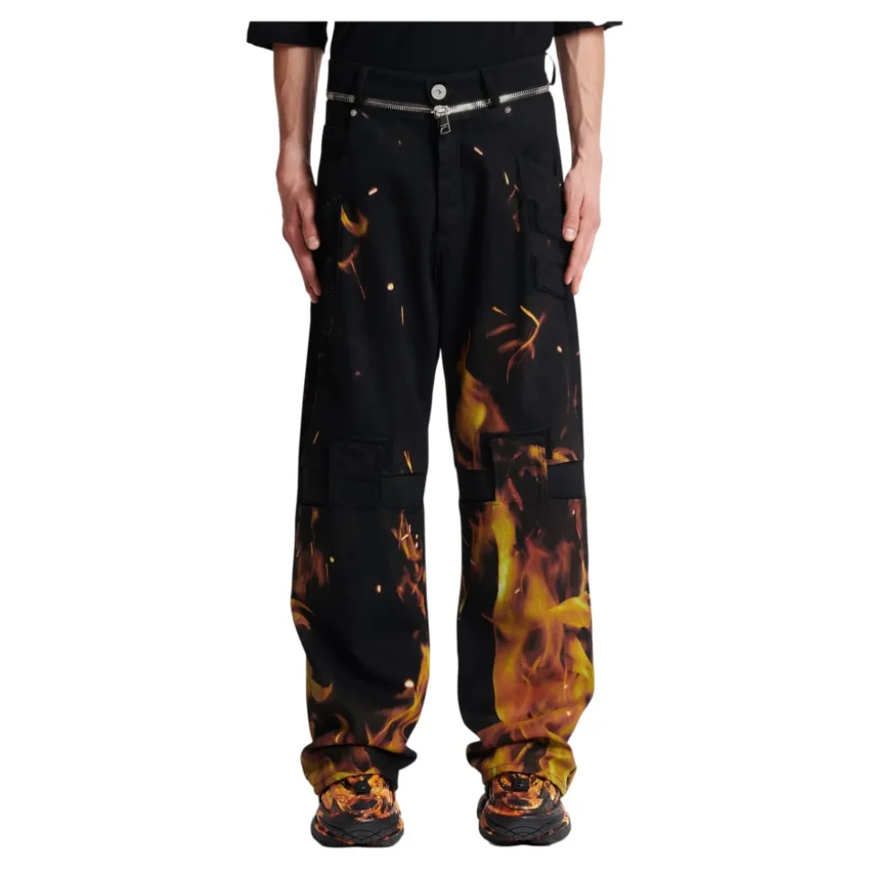 Fire Print Jeans met Inserts
