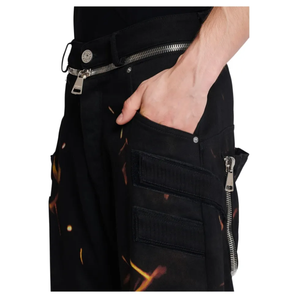 Fire Print Jeans met Inserts