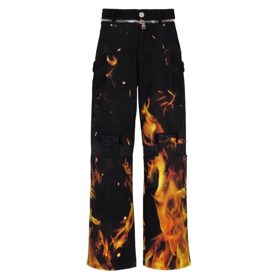 Fire Print Jeans met Inserts