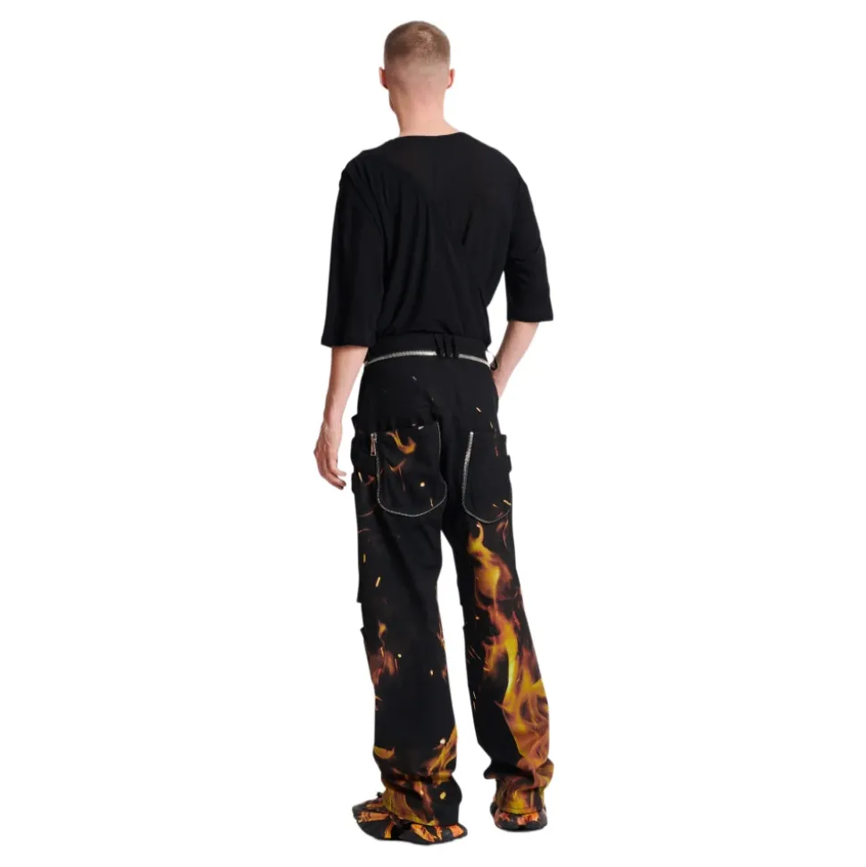 Fire Print Jeans met Inserts