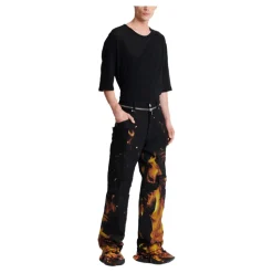 Fire Print Jeans met Inserts