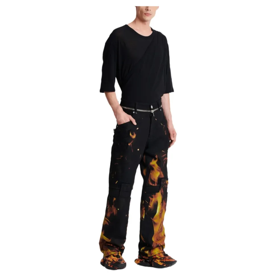 Fire Print Jeans met Inserts