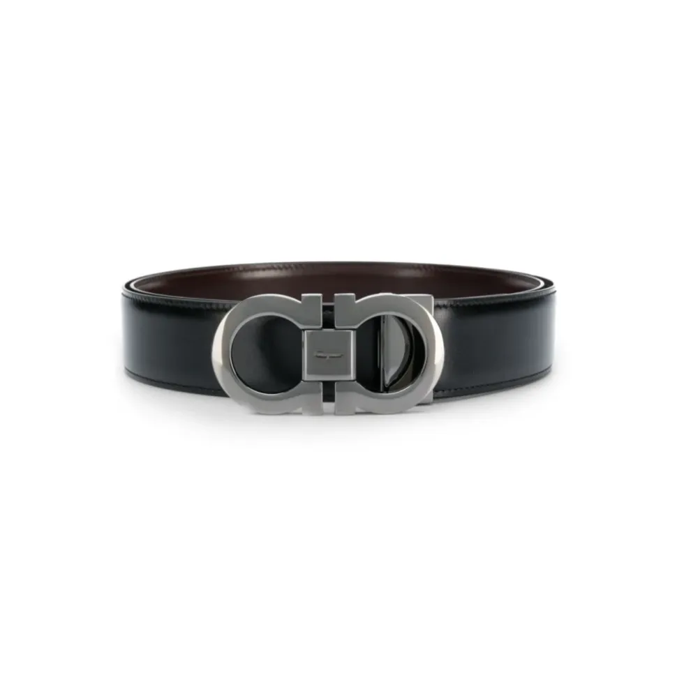 Gancini Buckle Leather Belt