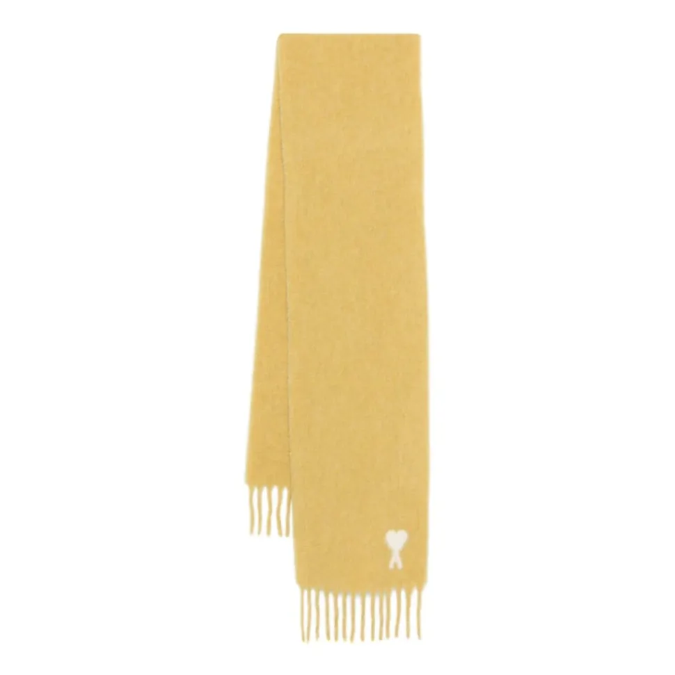 Geel Monogram Franje Alpaca Mix Sjaal