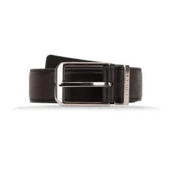 Gegreineerde leren riem met logo