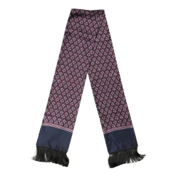 Geometric Pattern Silk Fringe Scarf