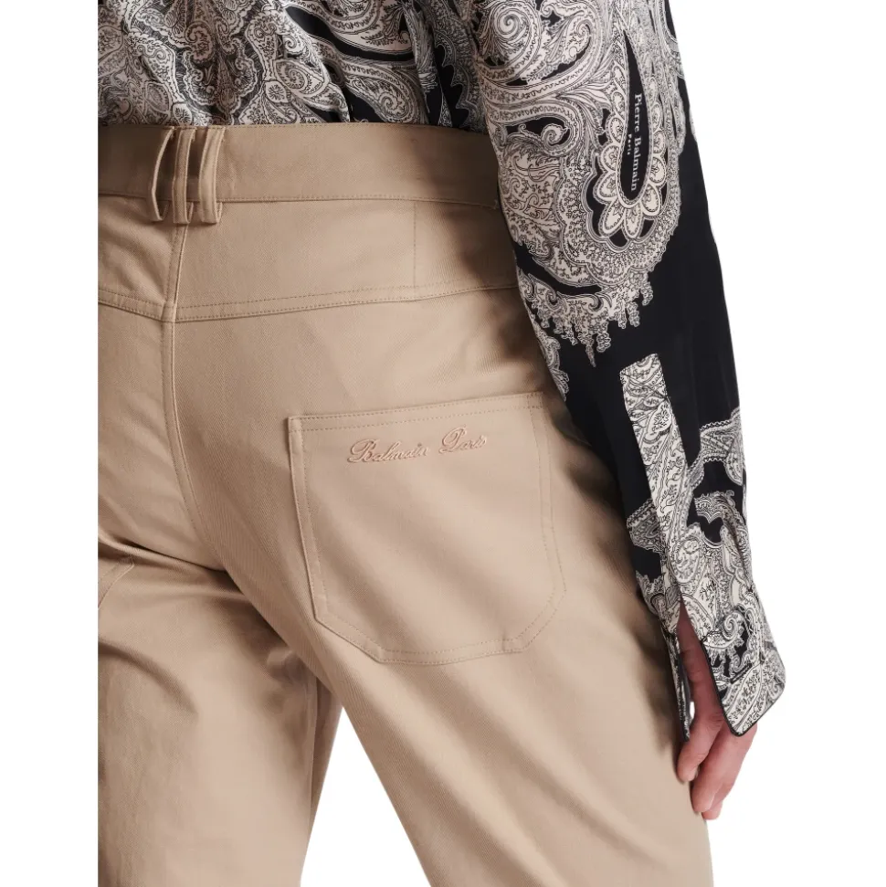 Geplooide Katoenen Gabardine Broek
