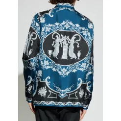 Geprint zijden twill regular overhemd