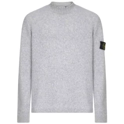 Geribbelde Crewneck Sweater in Grijs
