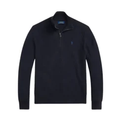 Geribbelde Half-Zip Trui - Marineblauw