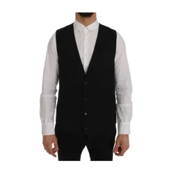 Gestreepte wollen vest met knoopsluiting