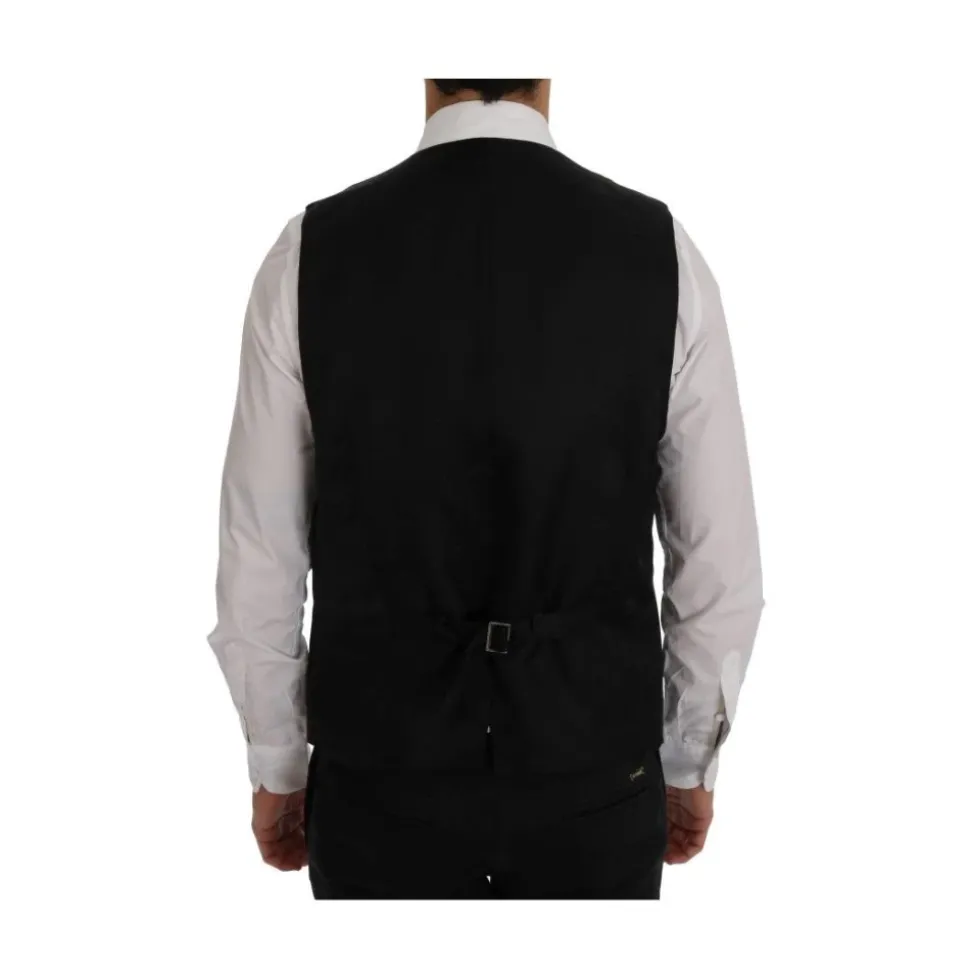 Gestreepte wollen vest met knoopsluiting