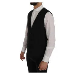 Gestreepte wollen vest met knoopsluiting