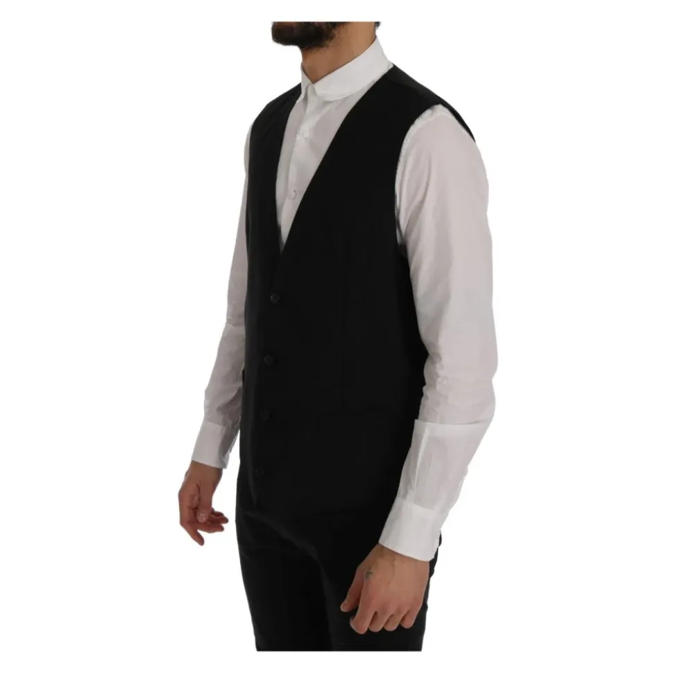 Gestreepte wollen vest met knoopsluiting