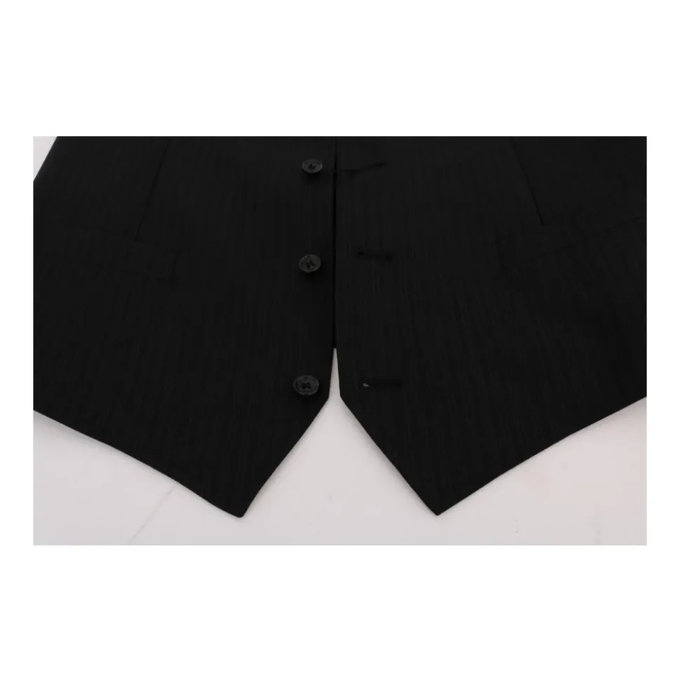 Gestreepte wollen vest met knoopsluiting