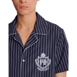 Gestreepte poplin pyjama overhemd