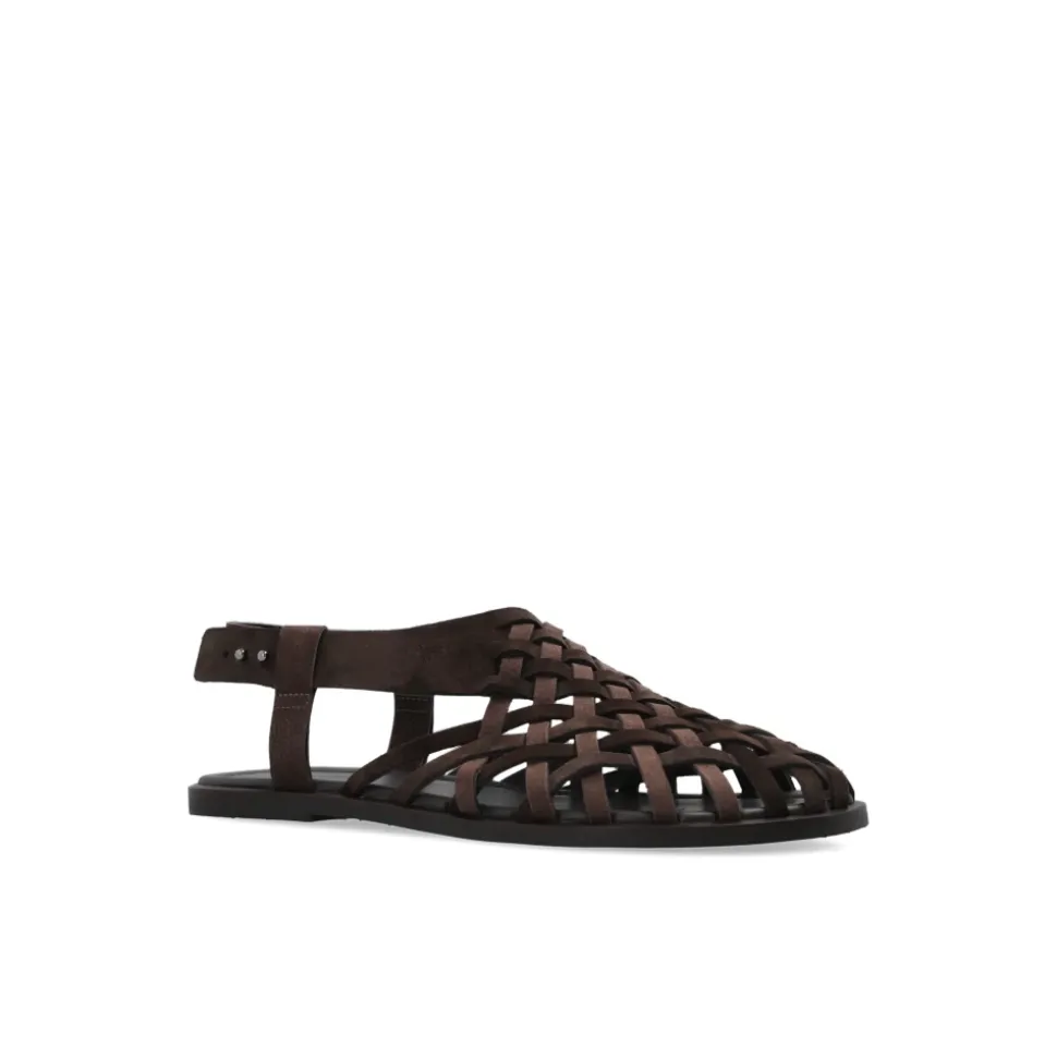 Geweven suède en nubuck sandalen