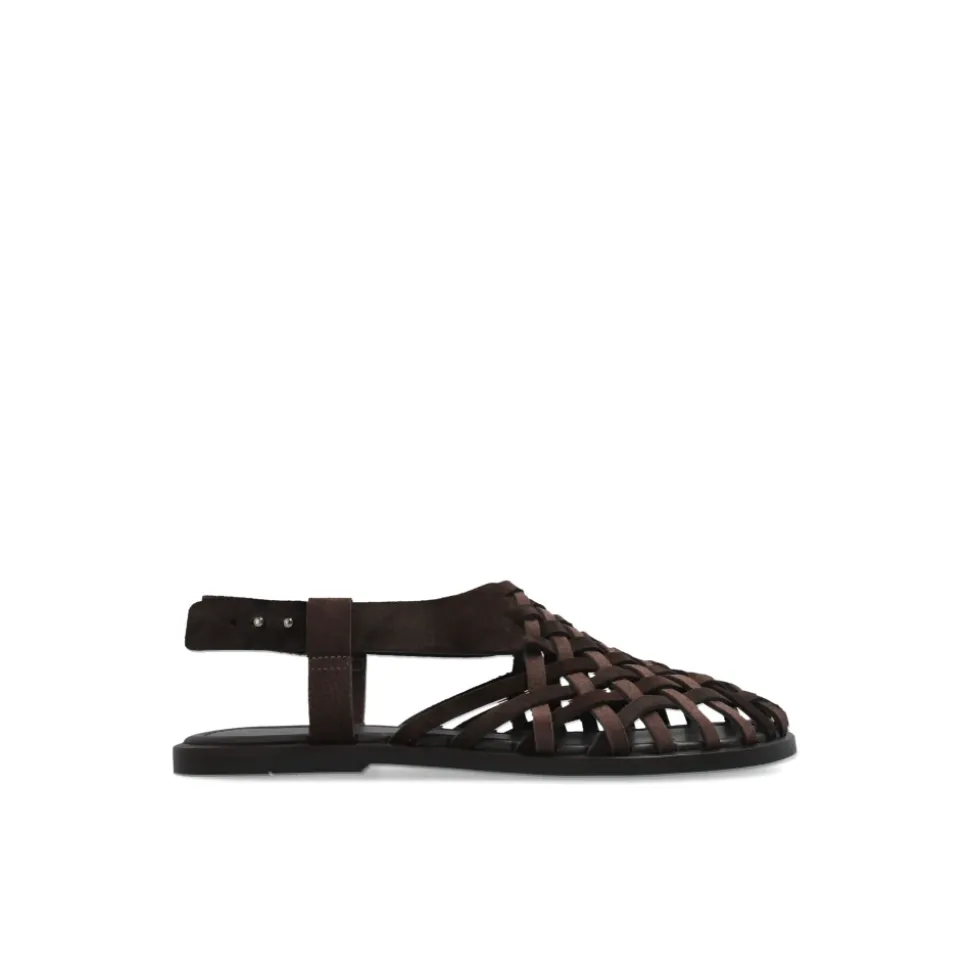 Geweven suède en nubuck sandalen