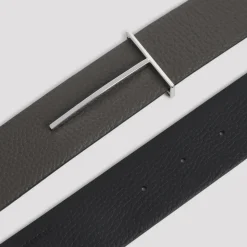 Grain Leather Slim T Reversible Belt