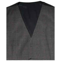 Grijze Geruite Wol Formeel Jurk Vest