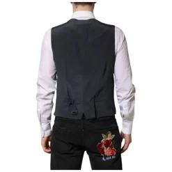 Grijze Geruite Wol Formeel Jurk Vest