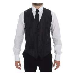 Grijze Gestreepte Formele Vest