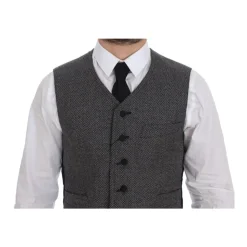 Grijze Klassieke Pasvorm Jurk Vest