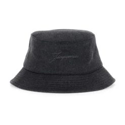 Grijze Bucket Hat met Logo Borduurwerk