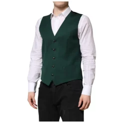 Groene Wol Formeel Jurk Vest