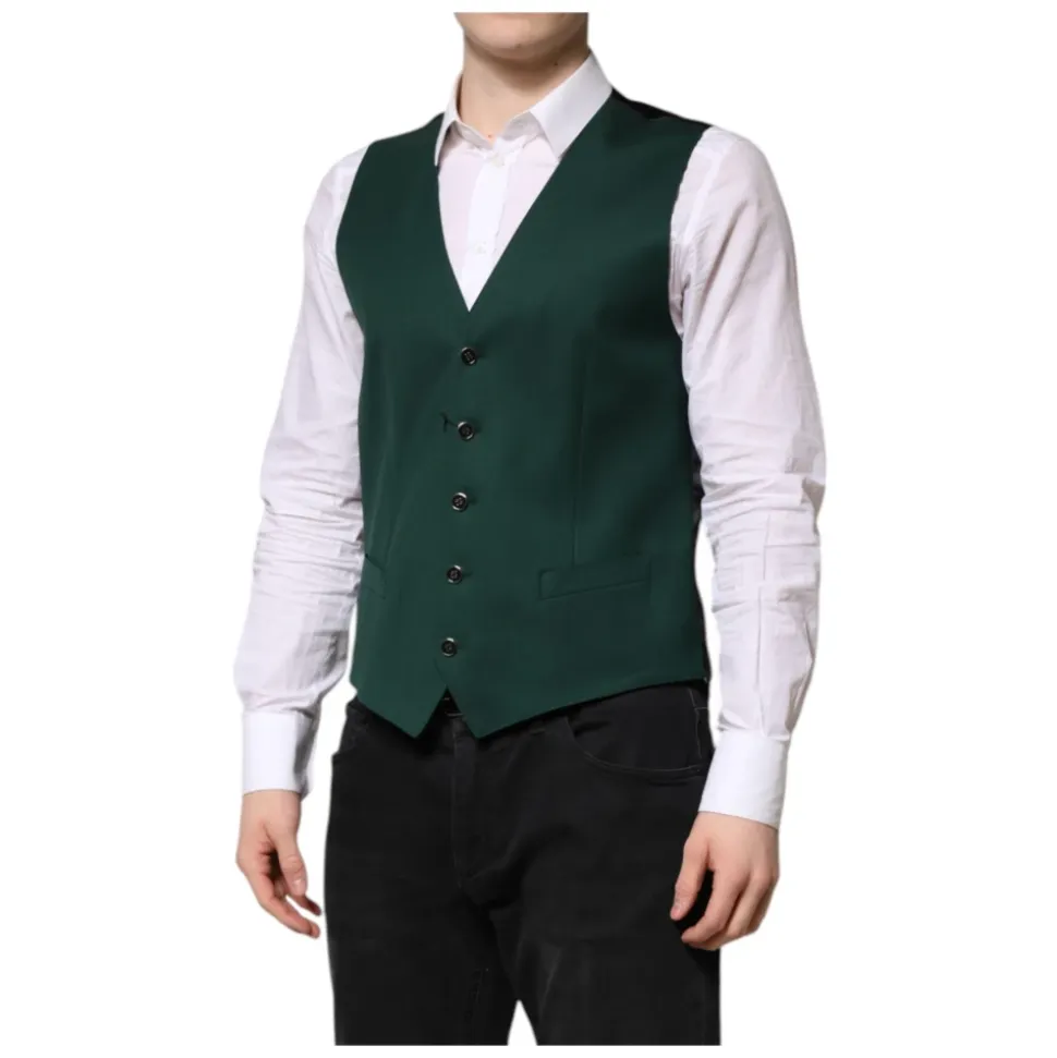 Groene Wol Formeel Jurk Vest