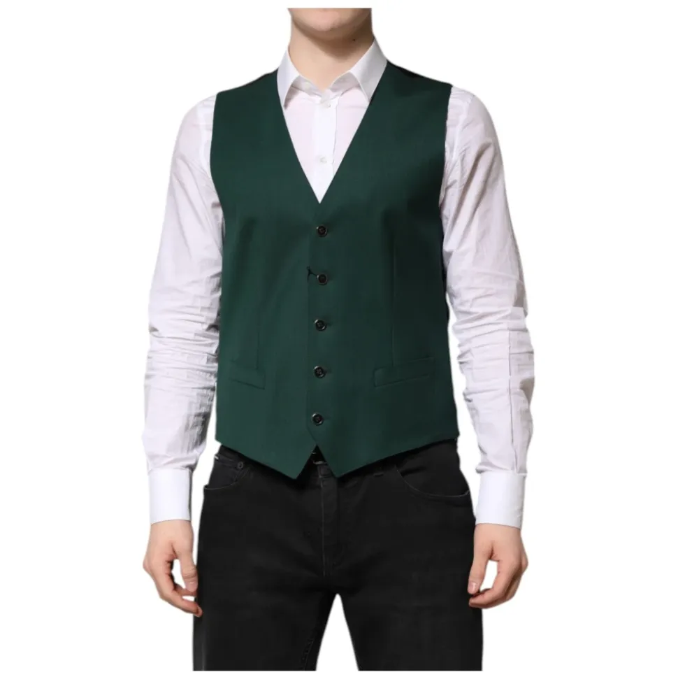 Groene Wol Formeel Jurk Vest