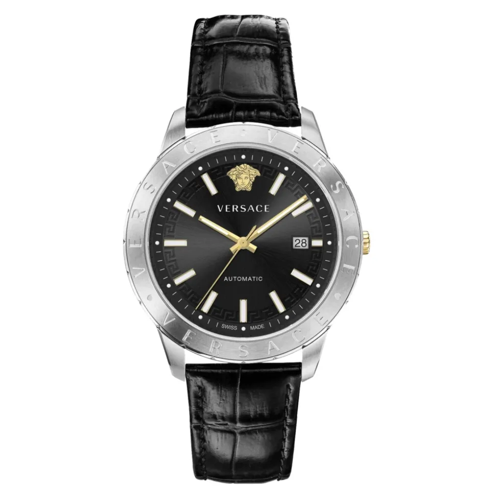 Heren Leren Band Datum Venster Horloge