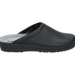Heren Pantoffels Zwart Leren Rubberen Zool