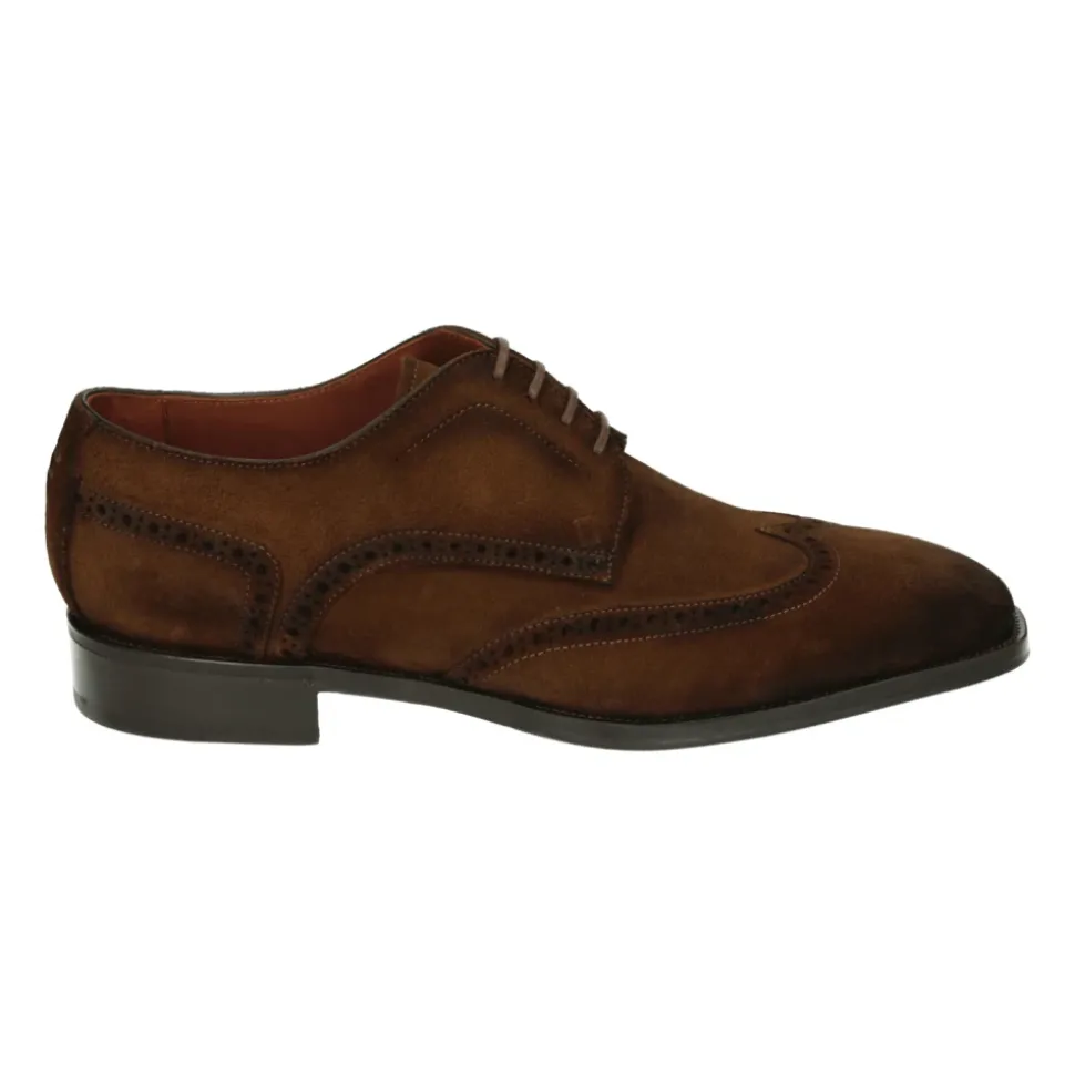 Heren Zakelijke Lage Schoenen in Cognac Suède