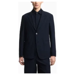 Icon Printed Technical-Seersucker Single-Breasted Jacket