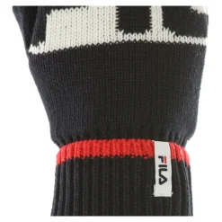 Intarsia Gebreide Herenhandschoenen Zwart/Rood/Wit