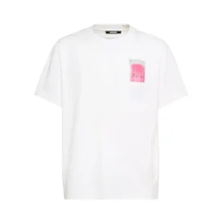 Katoenen Eskimo T-shirt Wit/Roze Ronde hals