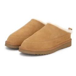 Kazar Studio Lichtbruine slippers met schapenwol