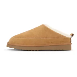 Kazar Studio Lichtbruine slippers met schapenwol