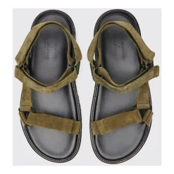 Khaki Suède Leren Sandalen