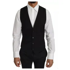 Klassieke Zwarte Wol Slim Fit Vest