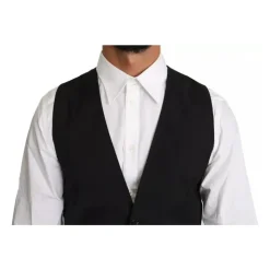 Klassieke Zwarte Wol Slim Fit Vest